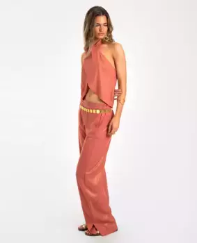 Женский блестящий топ-кроссовер The-Are, цвет Salmn