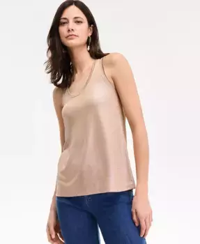 Женский блестящий топ Shine I.N.C. International Concepts, коричневый/бежевый