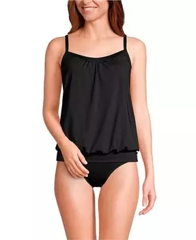 Женский блузон, скрывающий живот, танкини, купальник, верх, регулируемые бретели Lands' End, черный