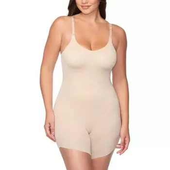 Женский боди Sidekick с низкой спинкой и косым подолом для коррекции фигуры 7540 Naomi & Nicole, цвет warm beige