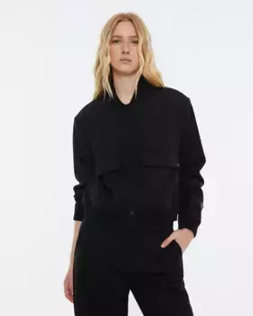 Женский бомбер с карманами и на подкладке Andam, черный