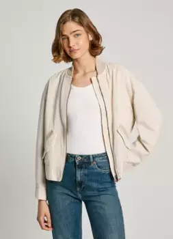 Женский бомбер с карманами с клапанами Pepe Jeans, бежевый