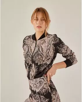 Женский бомбер с принтом и вышивкой Niza, черный