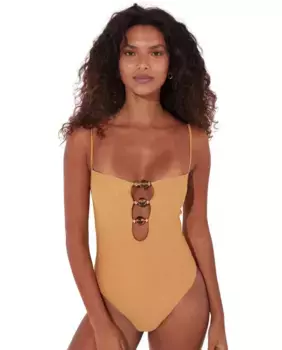 Женский бразильский однотонный купальник с подкладкой Agua de coco, золото