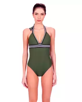 Женский бразильский однотонный купальник с подкладкой Despi, зеленый