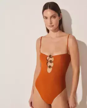 Женский бразильский однотонный купальник с подкладкой Agua de coco, оранжевый