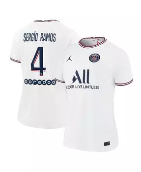 Женский бренд Sergio Ramos Белый Париж Сен-Жермен 2021/22 Четвертая реплика Джерси Jordan, белый