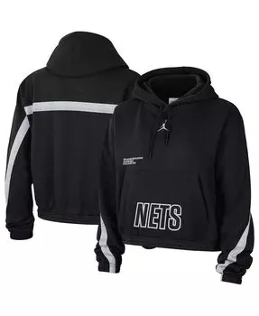 Женский брендовый черный пуловер с капюшоном Brooklyn Nets Courtside Statement Edition Jordan, черный