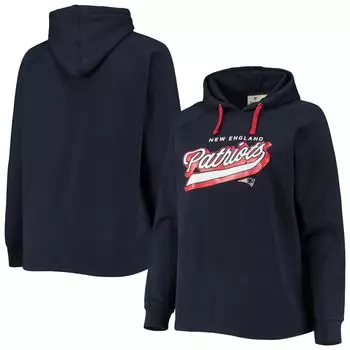 Женский брендовый темно-синий пуловер с капюшоном Fanatics New England Patriots большого размера с капюшоном и регланами первого контакта Fanatics