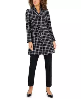 Женский брючный костюм с принтом windowpane topper Le Suit, черно-белый