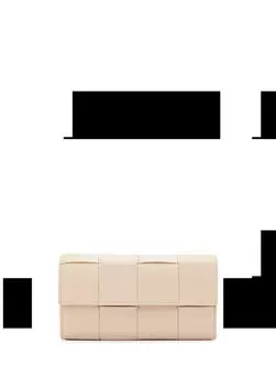 Женский бумажник из фактурной тканой кожи Bottega Veneta, розовый
