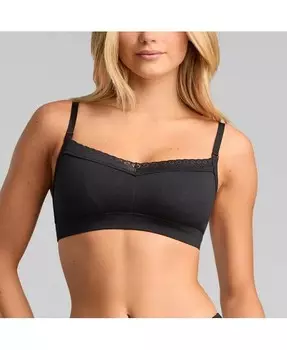 Женский бюстгальтер-балконет без подкладок из органического хлопка с кружевом SIELLA, черный