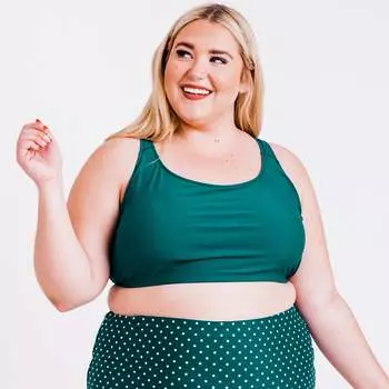 Женский бюстгальтер для плавания с вырезом-борцовкой Calypsa, цвет dark jade