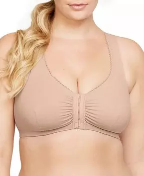 Женский бюстгальтер для полных женщин больших размеров Complete Comfort без косточек с Т-образной спинкой 1908 Glamorise, коричневый/бежевый