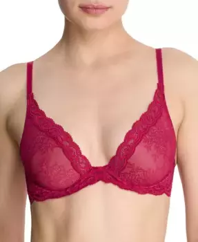 Женский бюстгальтер Feathers Lace Contour с косточками и глубоким вырезом 730023 Natori, красный