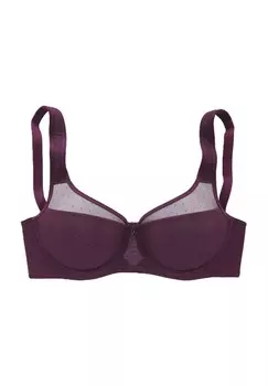 Женский бюстгальтер-минимайзер Nuance с декоративными бантами и сетчатыми вставками LASCANA, цвет 21245 Eggplant
