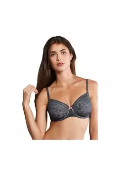 Женский бюстгальтер на косточках Fleur с кружевными деталями и бантиком ROSA FAIA, цвет Anthra
