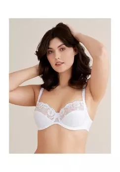 Женский бюстгальтер на косточках с цветочной вышивкой в стиле прованс CONTURELLE felina, белый