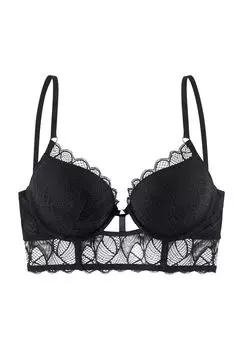 Женский бюстгальтер пуш-ап с цветочным принтом Alicia под грудью LASCANA, черный