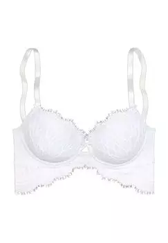 Женский бюстгальтер с кружевной чашкой и бантом Curvy Capsule No2 LASCANA, белый