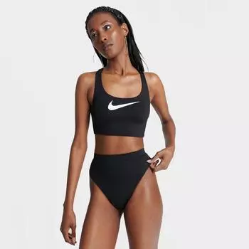Женский бюстгальтер с тесьмой Nike для плавания, черный