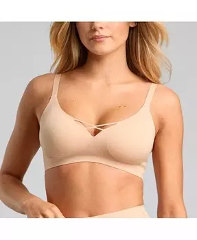 Женский бюстгальтер с V-образным вырезом и съемными подушечками без показа SIELLA, бежевый