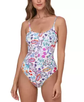 Женский цельнокроеный купальник Amalfi с полосками и круглым вырезом Andie, белый