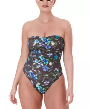 Женский цельнокроеный купальник Pana с цветочным принтом, бандо и сборкой по центру Andie, мультиколор