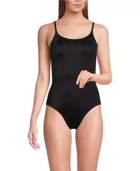 Женский цельнокроеный купальник Tugless Thin Strap One Piece без застежек на тонких бретелях Lands' End, черный
