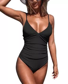 Женский цельный купальник Bright Day со сборками CUPSHE, черный