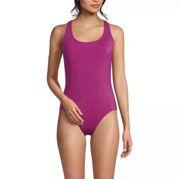 Женский цельный купальник Lands End без Tugless с блестками Lands' End, цвет Bright Magenta Shine