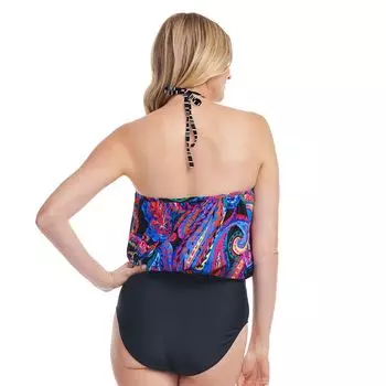 Женский цельный купальник Mazu French Paisley черного цвета с лямкой на бретельках Mazu Swim