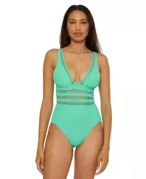 Женский цельный купальник Modern Edge с рельефной резинкой Becca, синий