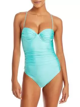 Женский цельный купальник на косточках с оборками Aqua Swim, цвет aqua