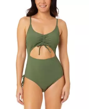 Женский цельный купальник оливкового цвета с рюшами, созданный для macy's Salt + Cove