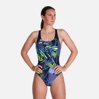 Женский цельный купальник Placement Powerback Speedo, фиолетовый