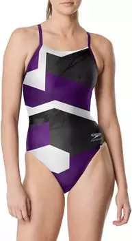 Женский цельный купальник с блестящей перекрещенной спиной Speedo