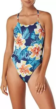 Женский цельный купальник с двойной кружевной спинкой Speedo, синий