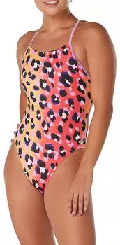 Женский цельный купальник с двойной кружевной спинкой Speedo, огненно-красный