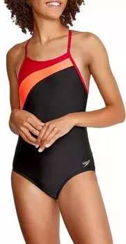 Женский цельный купальник с флаером в цветных блоках Speedo, красный