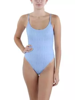 Женский цельный купальник с глубоким вырезом и открытой спиной WeWoreWhat, цвет denim