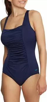 Женский цельный купальник с однотонными сборками Speedo