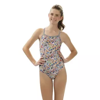 Женский цельный купальник с принтом Dolfin Uglies, V-2 сзади, цвет Be Kind