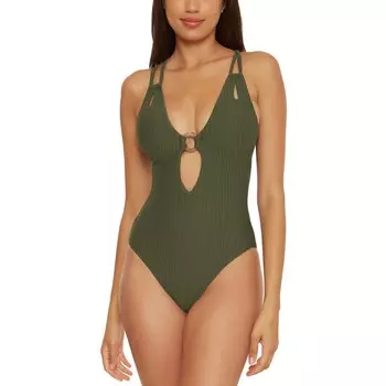 Женский цельный купальник с уплотнительным кольцом и бретелями BECCA BY REBECCA VIRTUE, цвет Cactus