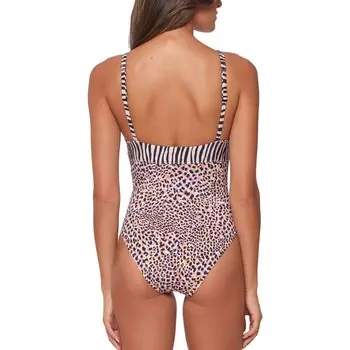 Женский цельный купальник с V-образным вырезом и принтом Sanctuary, цвет Lotus Pink