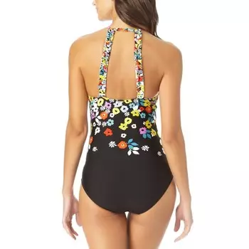 Женский цельный купальник с высоким воротником и цветочным принтом Anne Cole, мультиколор