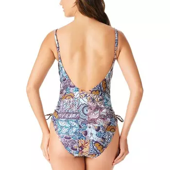 Женский цельный купальник с завязками по бокам и принтом Bar III, мультиколор