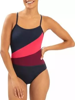 Женский цельный купальник умеренного размера с цветными блоками Dolfin