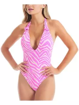 Женский цельный купальник Zebra со съемными чашечками Jessica Simpson, цвет tulip