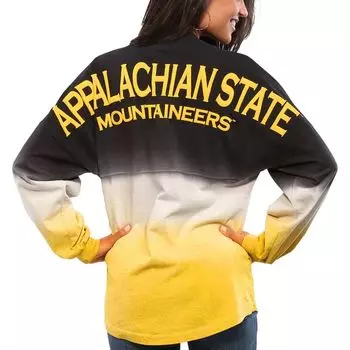 Женский черный Джерси Appalachian State Mountaineers с омбре и длинными рукавами, окрашенный погружением Spirit